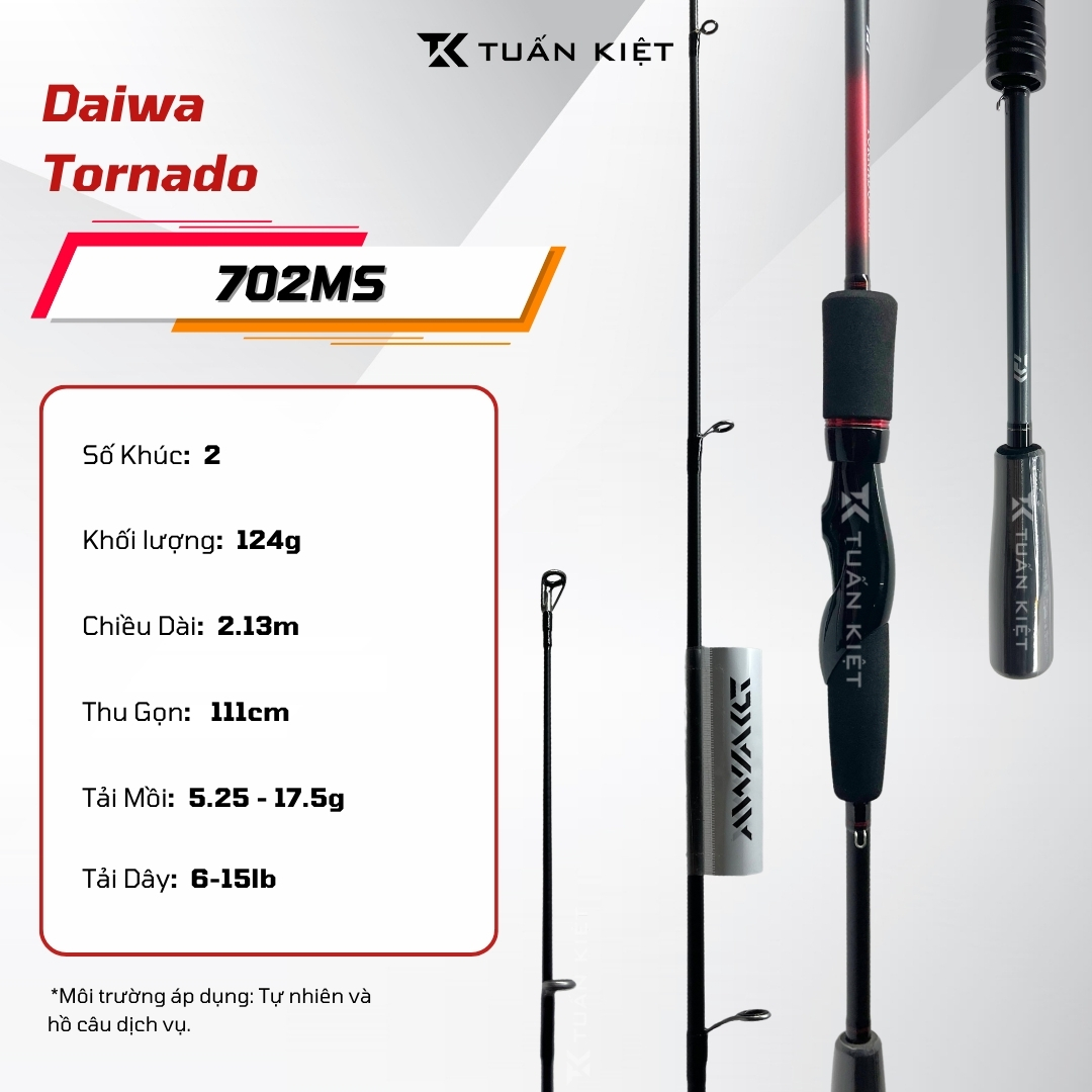 Cần lure máy đứng Daiwa Tornado 702MS/602MS/602LS-SD - New 2020