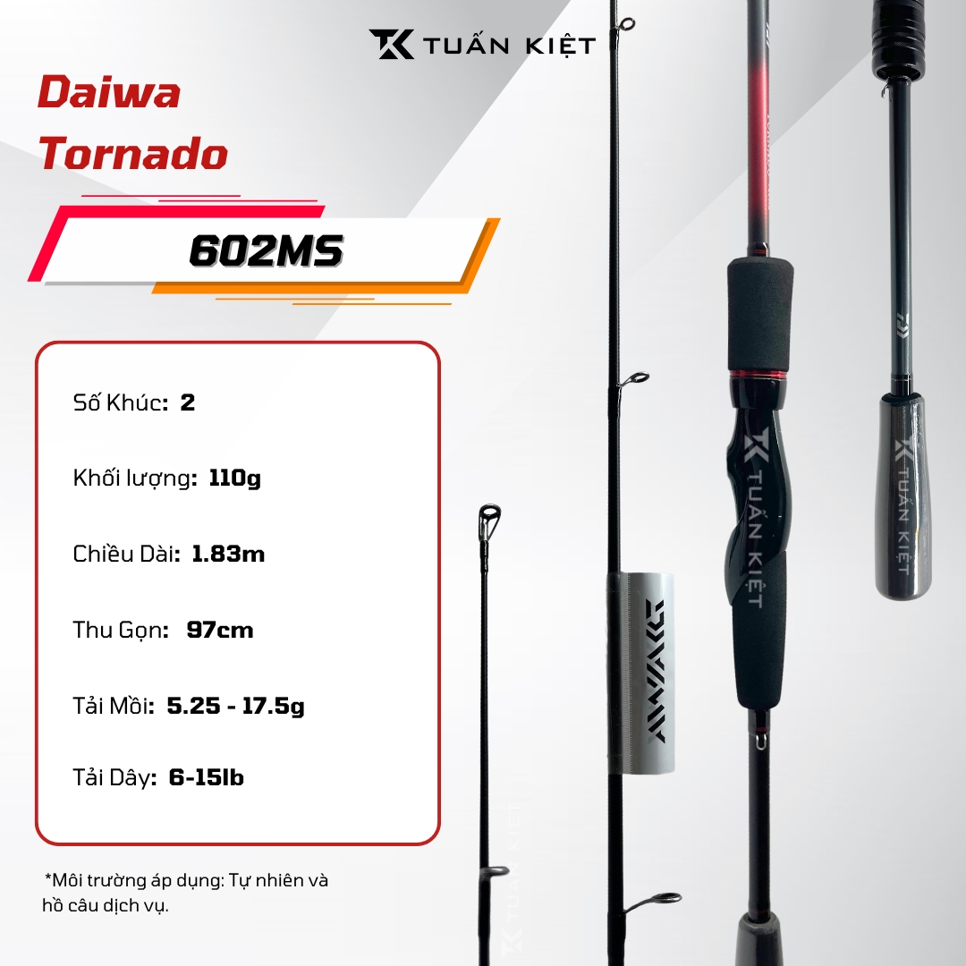Cần lure máy đứng Daiwa Tornado 702MS/602MS/602LS-SD - New 2020