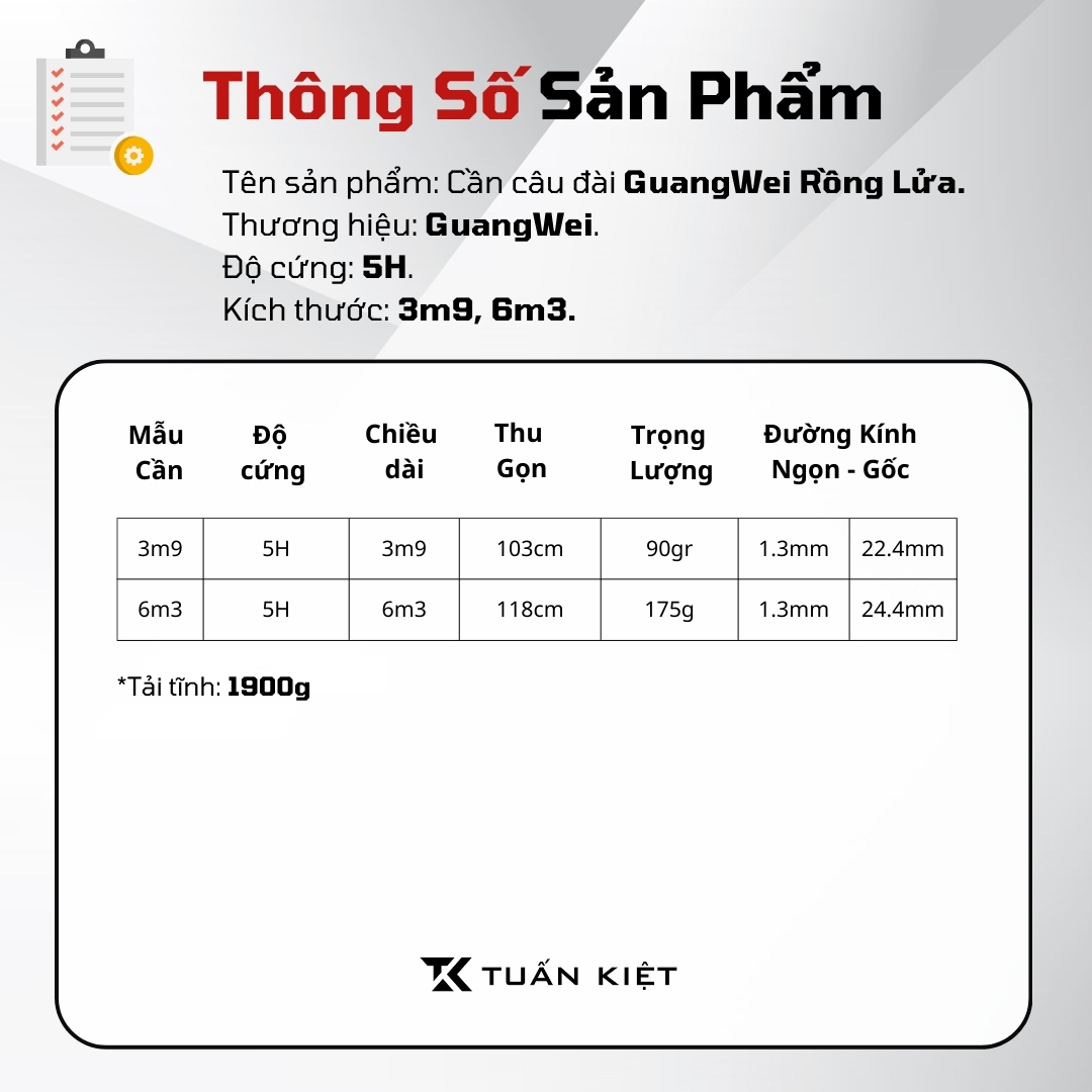 Cần câu tay Gw rồng lửa 5H