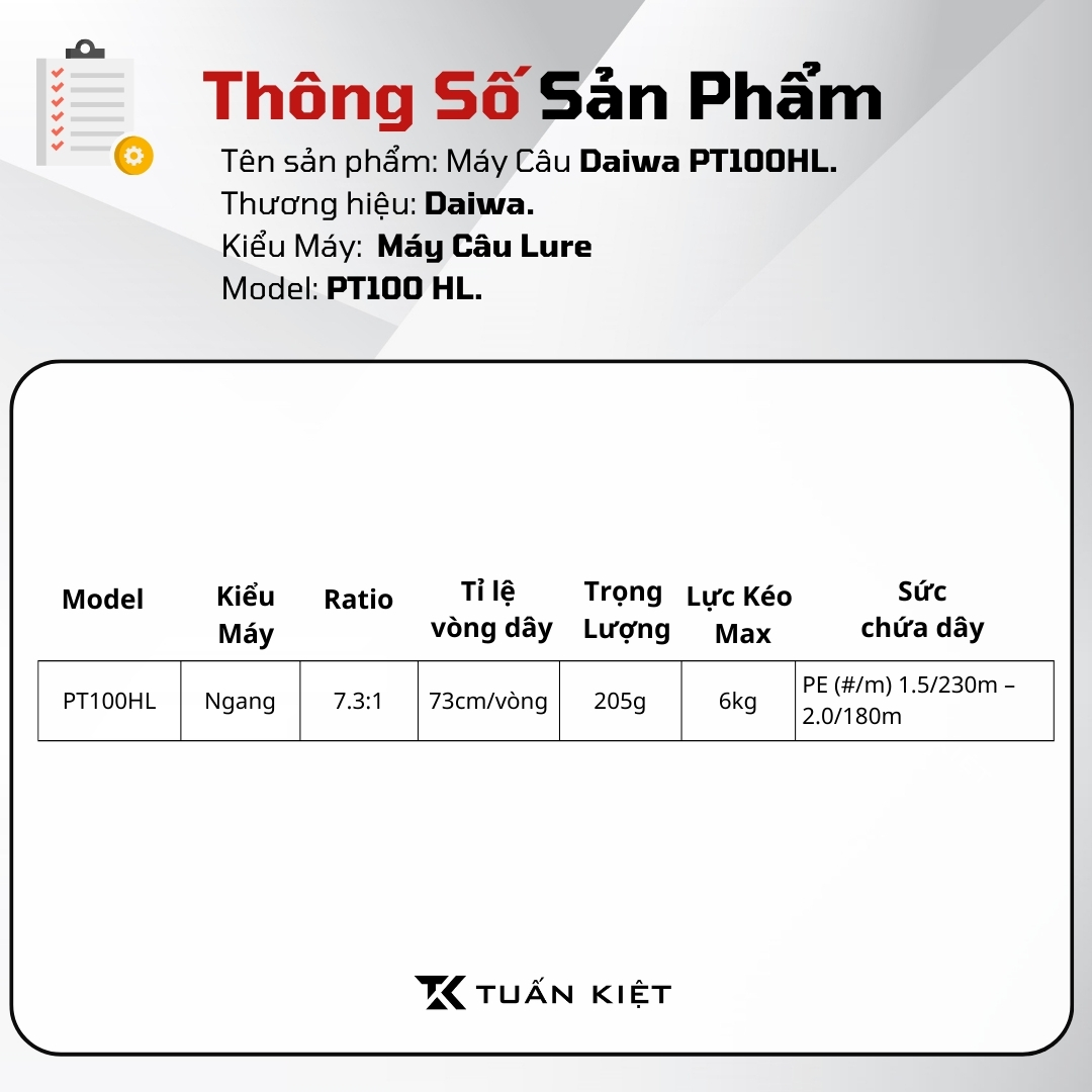 Máy câu ngang Daiwa PT 100HL