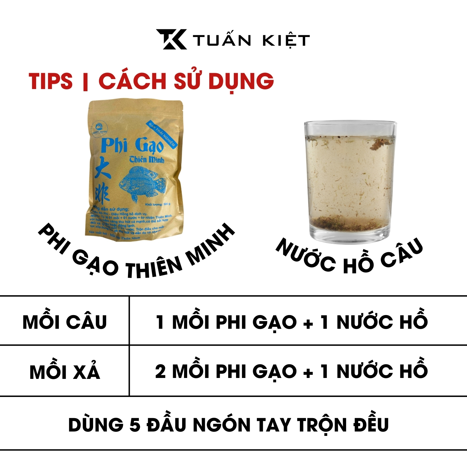Cách sử dụng mồi Phi gạo Thiên Minh